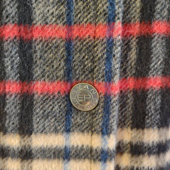 Vintage Evan Picone Plaid Jacket Wool Blazer Logo Snaps Boho Classic Women 14/16 - Picture 6 of 9